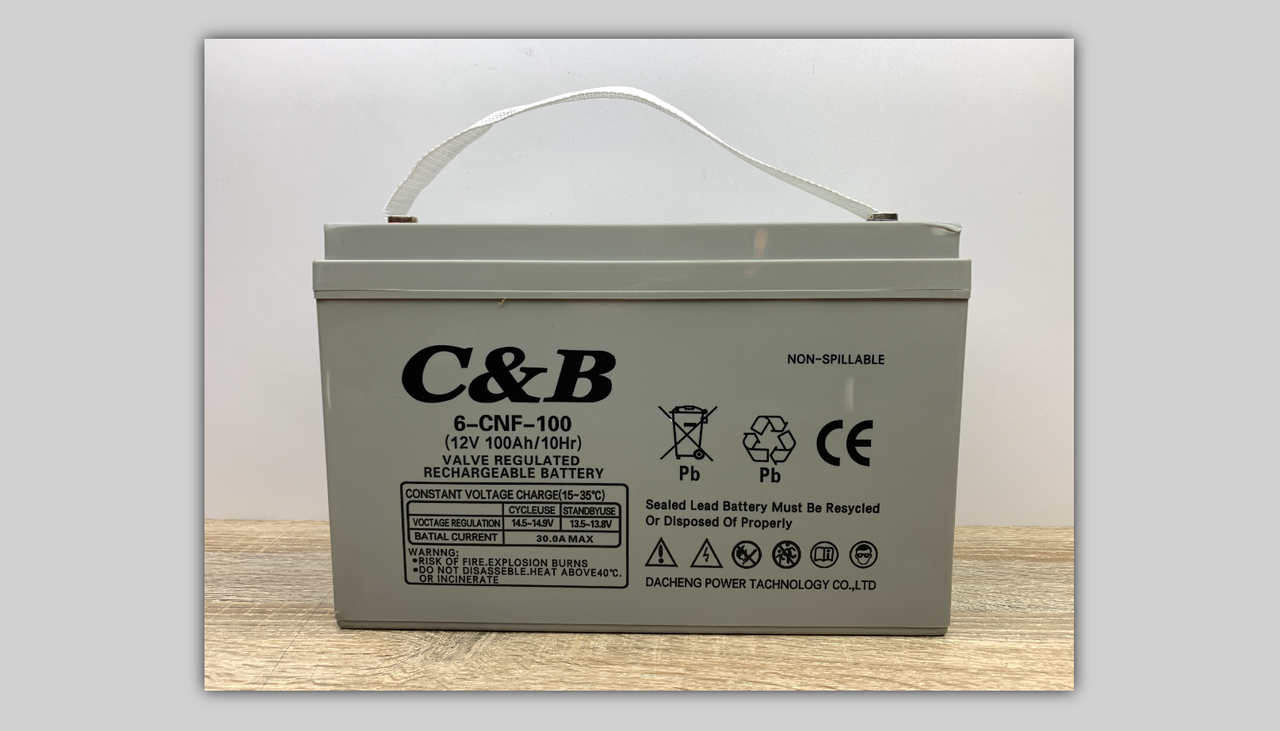 Батарея C&B GEL 6-CNF-100 12V 100Ah 1,2 kWh сіра нова