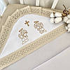 Крижма трикотажна для хрещення "Аріна" Інтерлок Молочний/Золото 75х80 см BetiS, фото 2