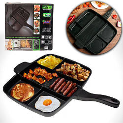 Антипригарна сковорода-гриль із відсіками 5в1, 38х31 см, MagicPan / Багатофункціональна п'ятисекційна сковорідка