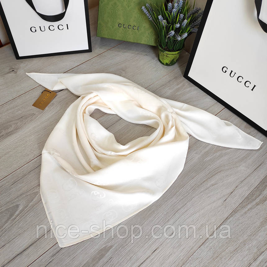 Хустка Gucci айворі, шовк, фото 1