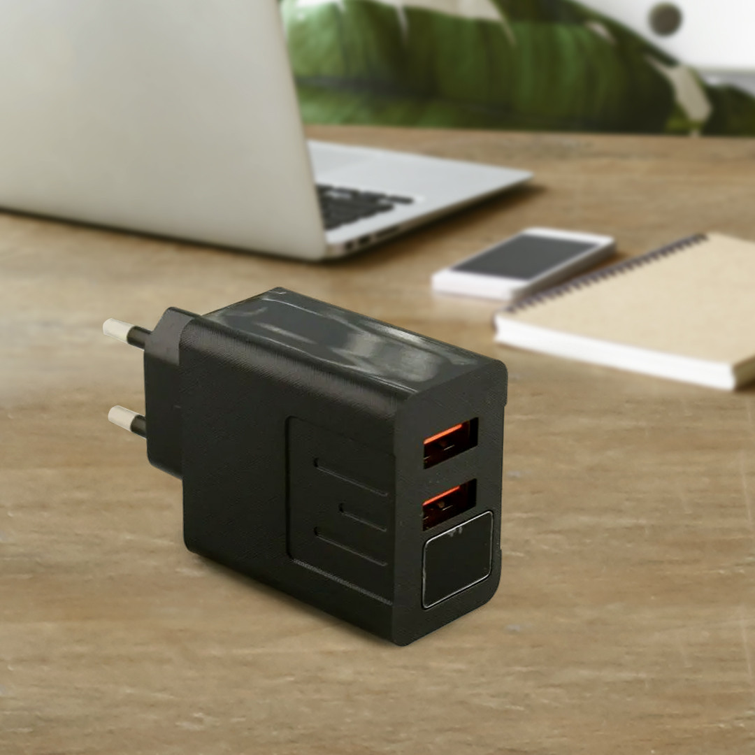 Адаптер на 2 USB з дисплеєм та підтримкою fast charge, CX QC03, фото 1