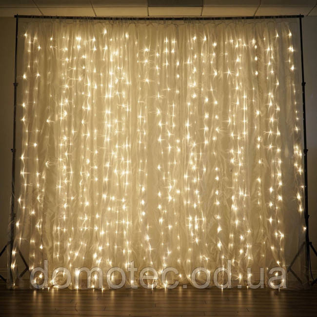 Xmas гірлянд (Штора) 3M*3M) 300 led WW-9 Теплий Біла (Copper) на мідному дроті