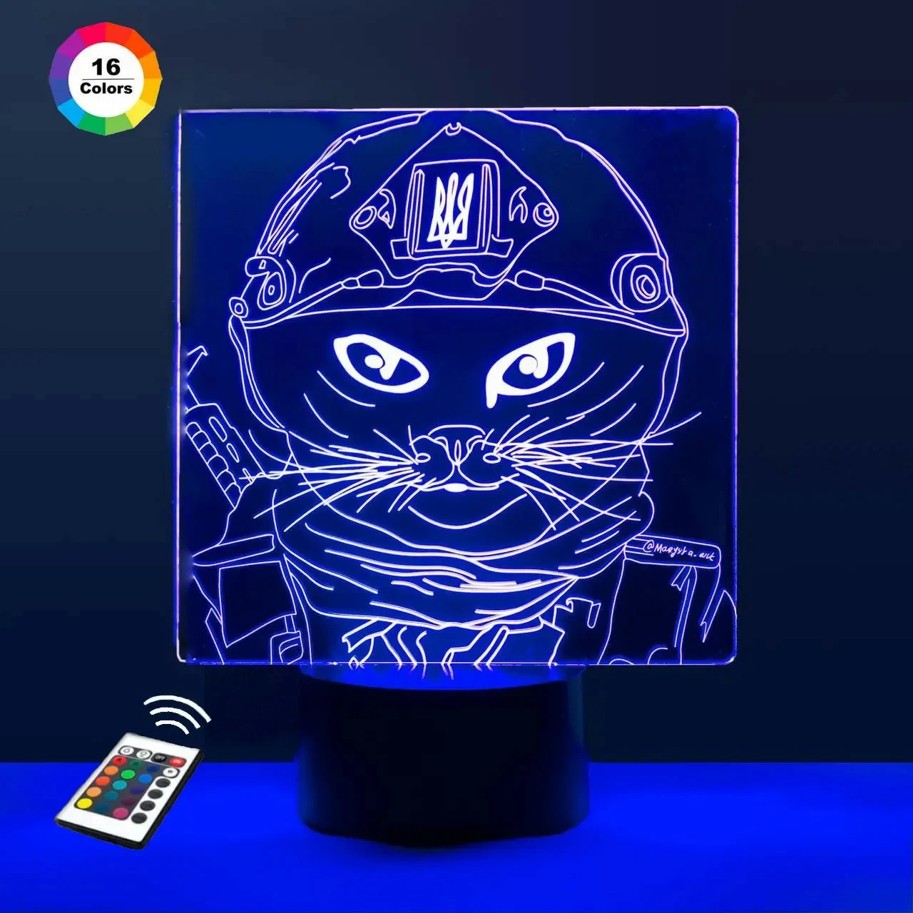 3D світильник "Кіт Степан" з пультом+адаптер+батарейки (3ААА) 457П5565447-2