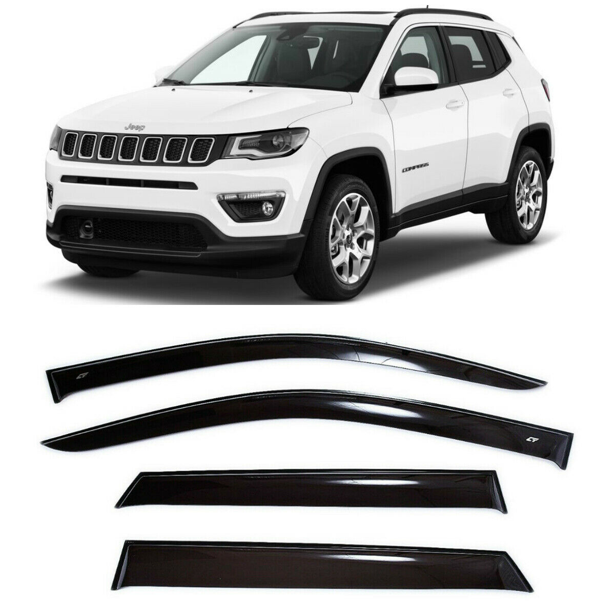 Дефлектори вікон, вітровики HIC JEEP Compass 2017 -> (скотч)