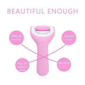 Електрична пилка Comfort Smooth для шкіри ніг Рожева, Водонепроникна роликова пилка, фото 1