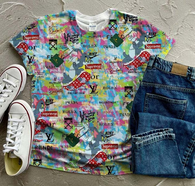 Стрейч кулір принт "Том і прада" (диджитал)