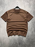 Мужская летняя однотонная футболка Loud шоколадная | Стильная мужская футболка