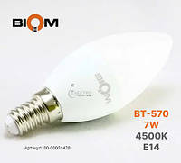 Лампа LED BT-570 С37 7W E14 4500K свечка матовая Biom 00-00001428