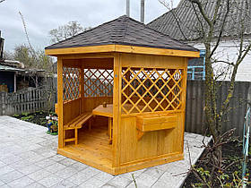Дерев'яна шестигранна Альтанка 3 м в діаметрі розбірна (на 6-8 осіб) "Мішлен"