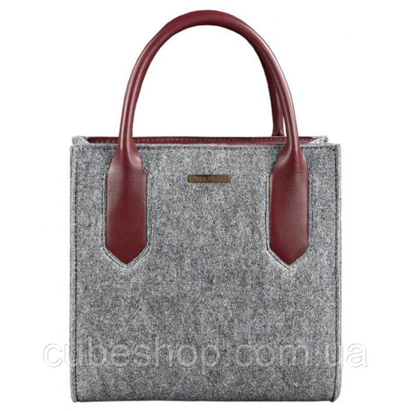 Жіноча фетрова сумка крос-боді (сіро-бордова)