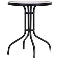 Вуличний круглий садовий стіл Rico чорний, скло (SC-070), TM AMF