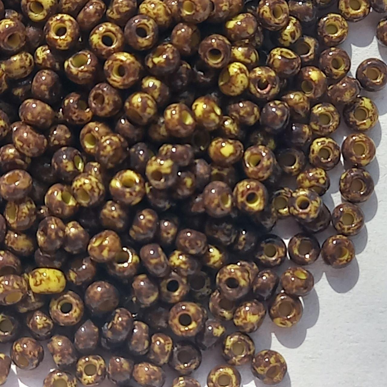 Бісер чеський Preciosa коричнево-жовтий травертин 50г 10/0 89110