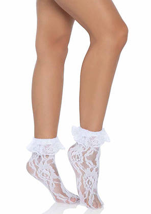 Оригінальні шкарпетки Leg Avenue Lace Anklet With Ruffle White | Knopka, фото 3