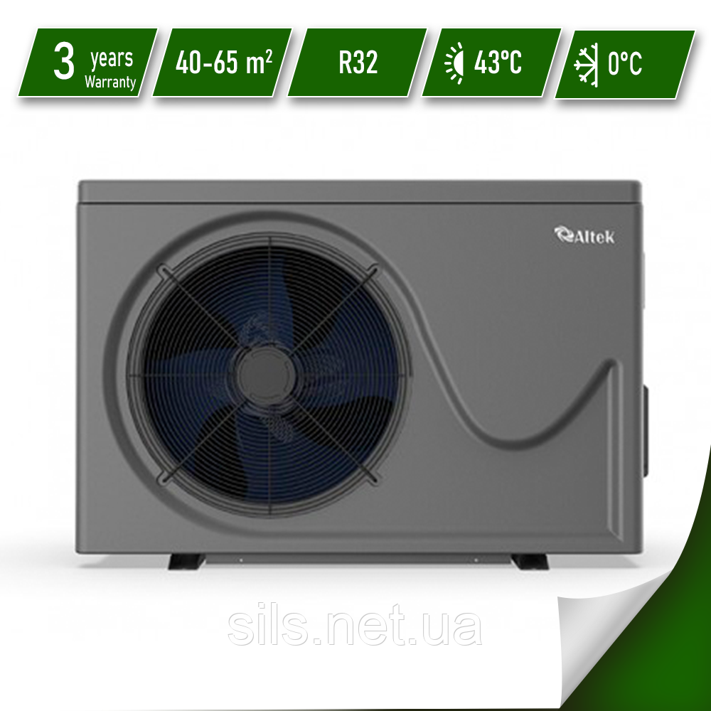 Тепловий насос для басейну Altek Pool 14 220 В 14 кВт, об'єм басейну до 65 м3, R32