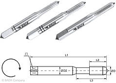 Мітчик ручний  HSSG  (3 шт.) M 1,8 x 0,35  BAER  (Німеччина)