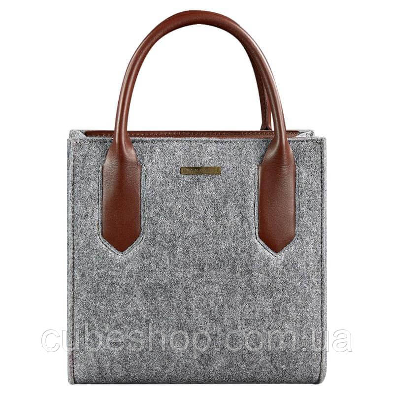 Жіноча фетрова сумка крос-боді (сіро-коричнева)