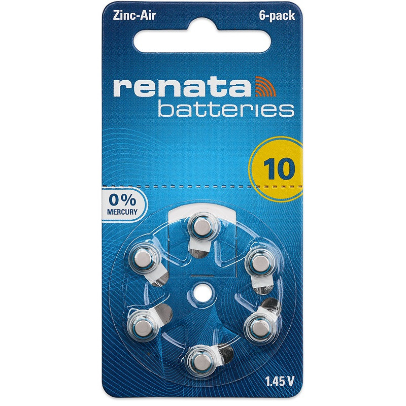 Батарейки для слухових аппартів Renata 10 (6 шт.)