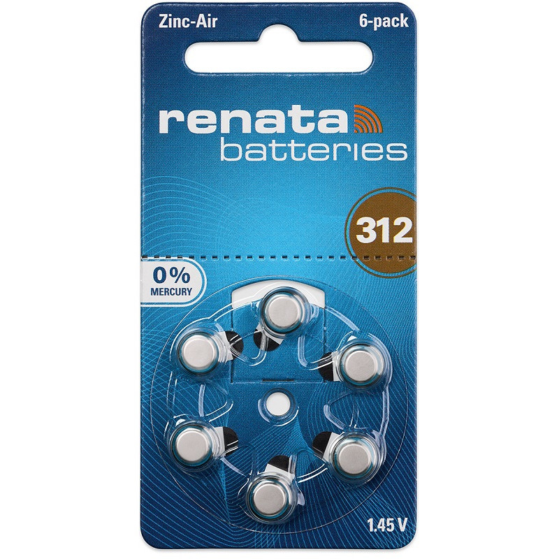 Батарейки для слухових апаратів Renata 312 (6 шт.)