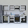 Кухня готова 2.8 м, модульний кухонний гарнітур 280 см Opendoors Світлий сірий-Графіт, фото 2