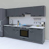 Современная кухня 2.8м, готовый модульный кухонный гарнитур 280 см Opendoors Графит-Антрацит