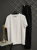 Базові однотонні штани чорні (двонитка) + футболка біла