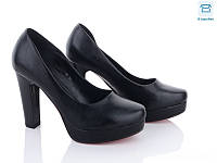 Женские черные туфли эко кожа на устойчивом каблуке размер 36 38