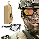 Сумка-підсумок чохол тактичний для окулярів PROTECTOR на пояс на лямку рюкзака із системою MOLLE Пісочний койот, фото 3