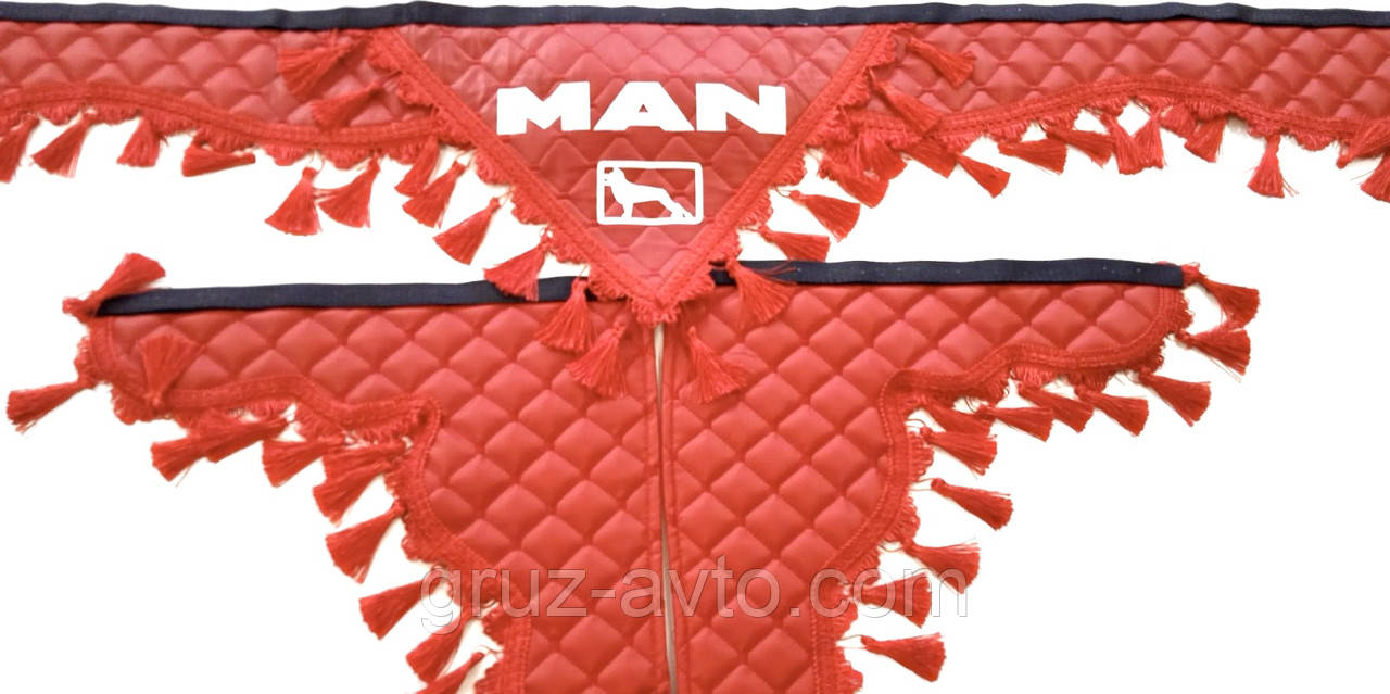 Штори преміум в кабіну MAN МАН (лобове скло-1 і бічні-2 світловідбиваючий логотип