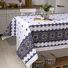 Скатертина традиція "Синій орнамент" 1.5 м х 1.1 м (кухонний стіл)