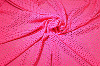 Тканина батіст з вишивкою коралового кольору трафарет