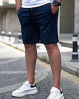 Мужские шорты синие базовые трикотажные на лето спортивные | Бриджи короткие повседневные