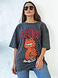 Жіноча футболка оверсайз зі спущеними плечима та мультяшним принтом гарфілд (р. 42-46) 55171100, фото 2