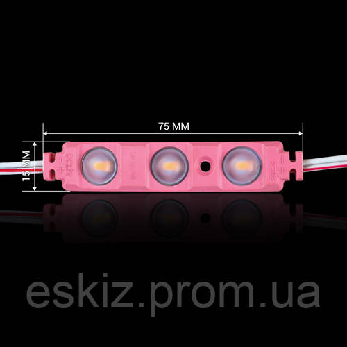 Світлодіодний модуль BRT XG194 5630-3 led W 1,5W PINK, 12 В, IP65 рожевий із лінзою напівсфера