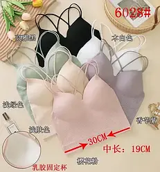 Топ молодіжний у рубчик з чашкою B на розмір 44-48 (у пачці 12 штук, кольори набір як на зображенні без білого