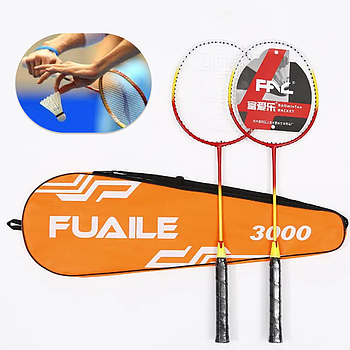 Ракетки для Бадмінтону 3000, Помаранчеві / Комплект ракеток / Набір для бадмінтону + Чохол / Ракетки в чохлі