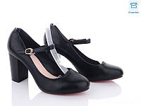 Женские черные туфли эко кожа на устойчивом каблуке размер 36 37 38 40