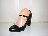 Туфлі жіночі чорні екошкіра на стійкому підборі розмір 36, фото 7