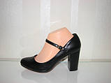 Туфлі жіночі чорні екошкіра на стійкому підборі розмір 36, фото 6