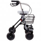 Ролер сталевий складаний із кошиком із пластиковим лотком і з тримачем для тростини OSD-RB-91040RW, фото 4