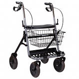 Ролер сталевий складаний із кошиком із пластиковим лотком і з тримачем для тростини OSD-RB-91040RW, фото 2