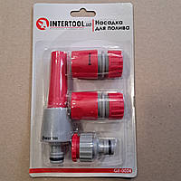 Насадка для поливання з регулюванням + адаптер 1/2", 3/4" і 2 конектори на шланг 1/2" INTERTOOL GE-0024