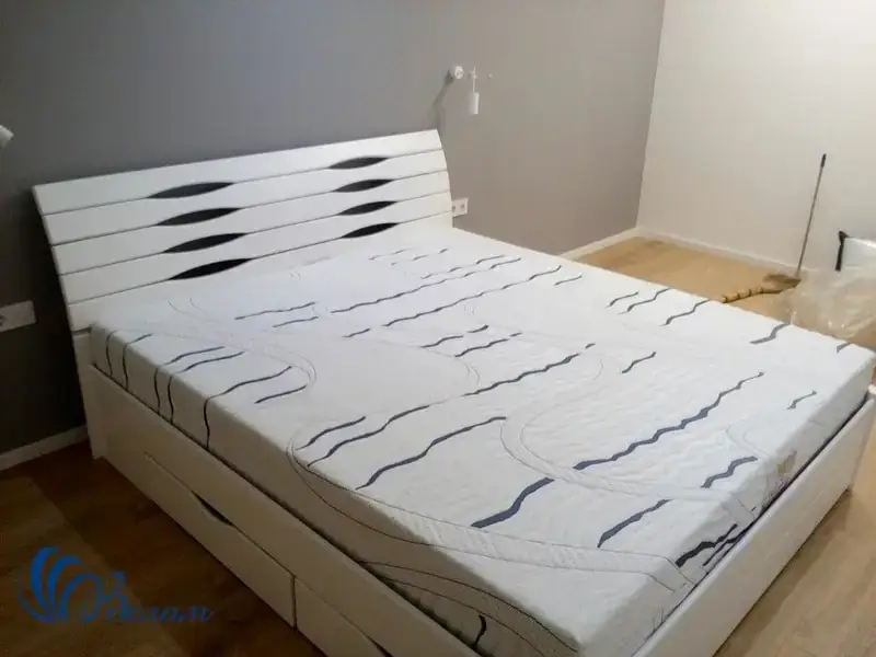 Ліжко двоспальне Марія Люкс 160 х 200 см + 4 ящики (біла), фото 1