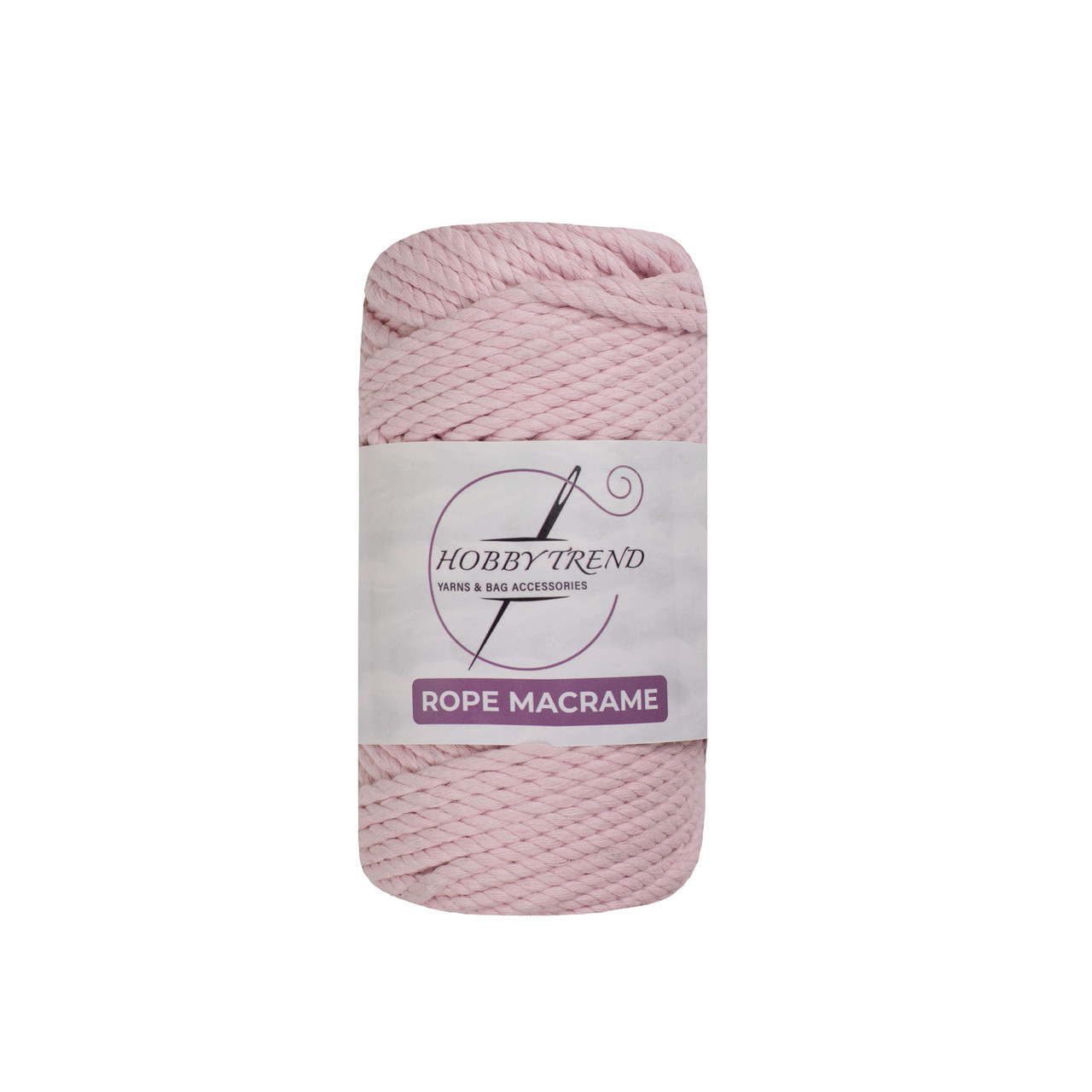 Бавовняний шнур макраме кручений Hobby Trend Rope. Рожева пудра. 250 г, 50 м, 4 мм