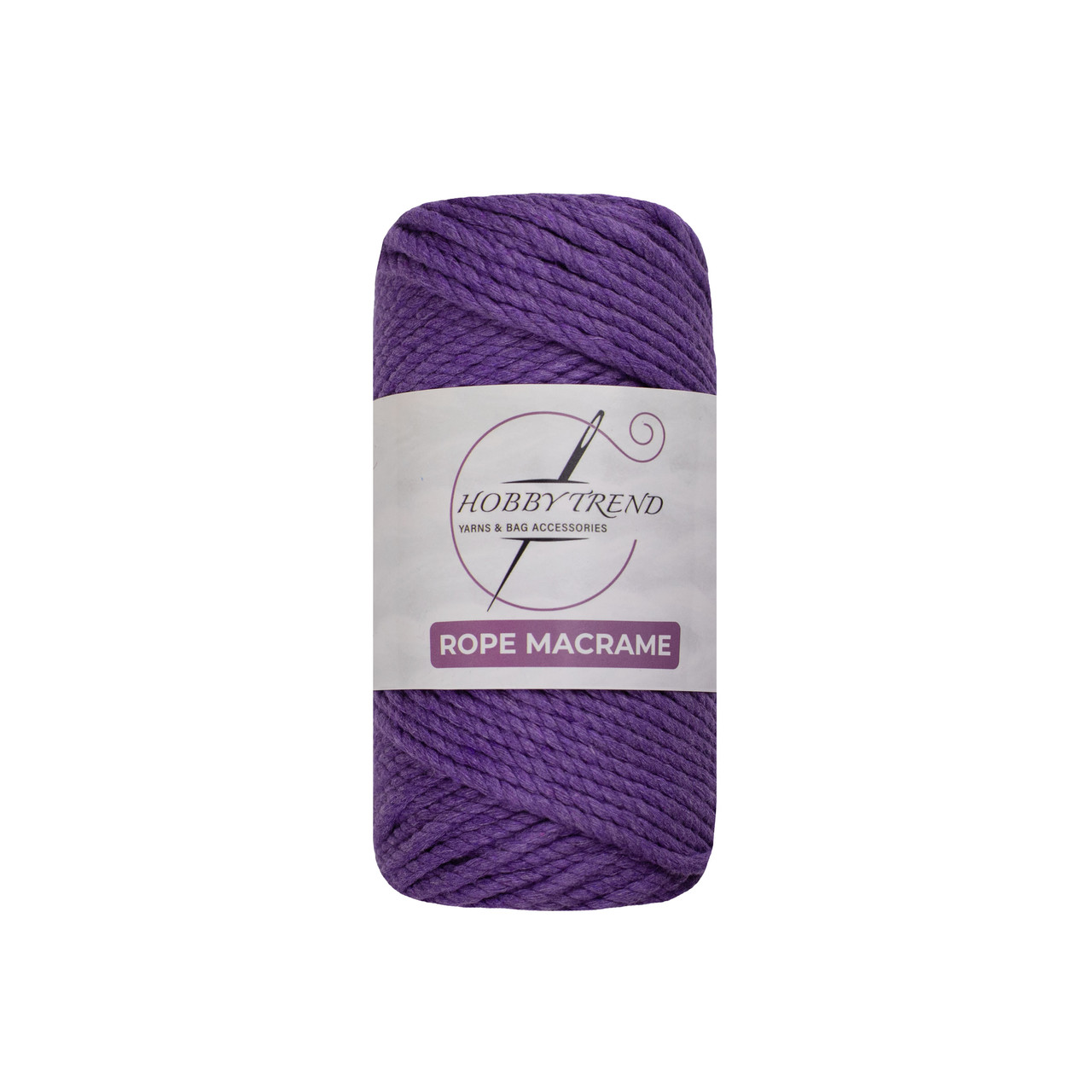 Бавовняний шнур макраме кручений Hobby Trend Rope. Бузок. 250 г, 50 м, 4 мм