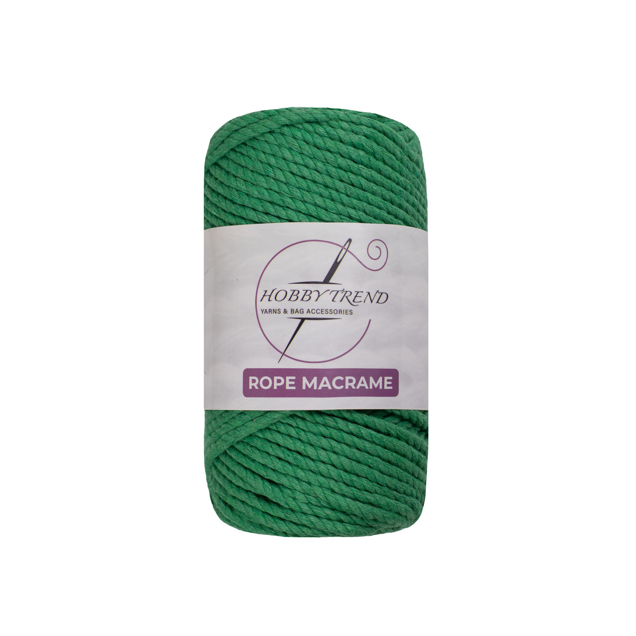 Бавовняний шнур макраме кручений Hobby Trend Rope. Зелений. 250 г, 50 м, 4 мм