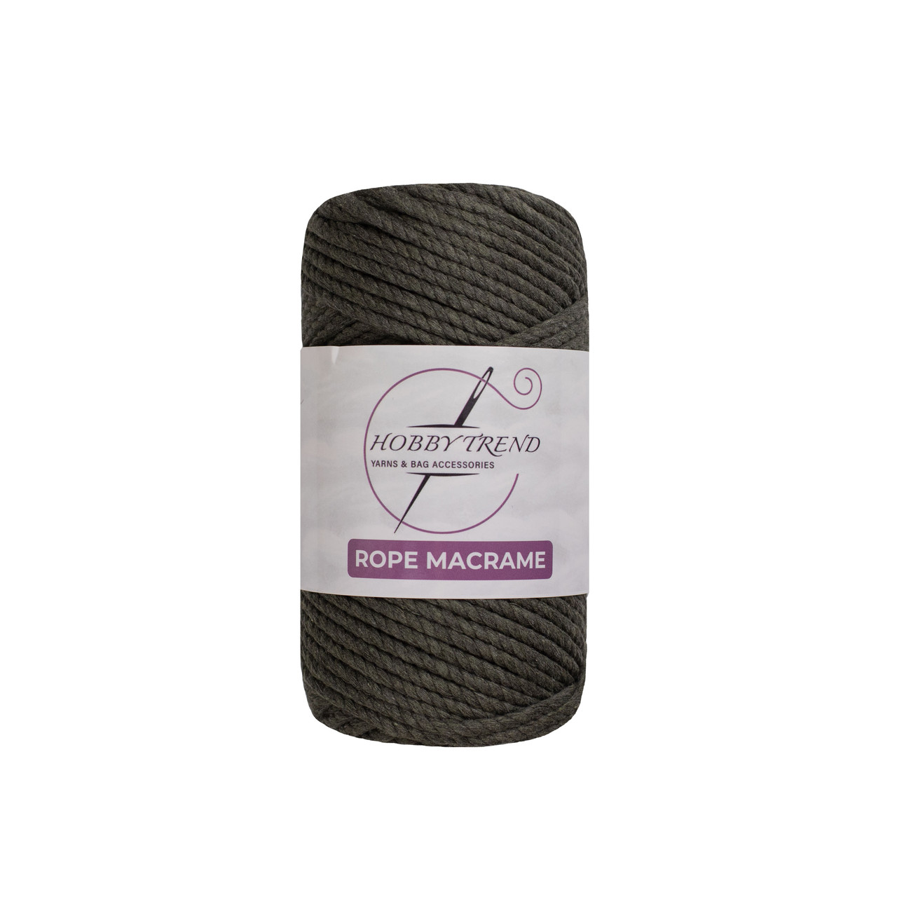 Бавовняний шнур макраме кручений Hobby Trend Rope. Оливковий хакі. 250 г, 50 м, 4 мм