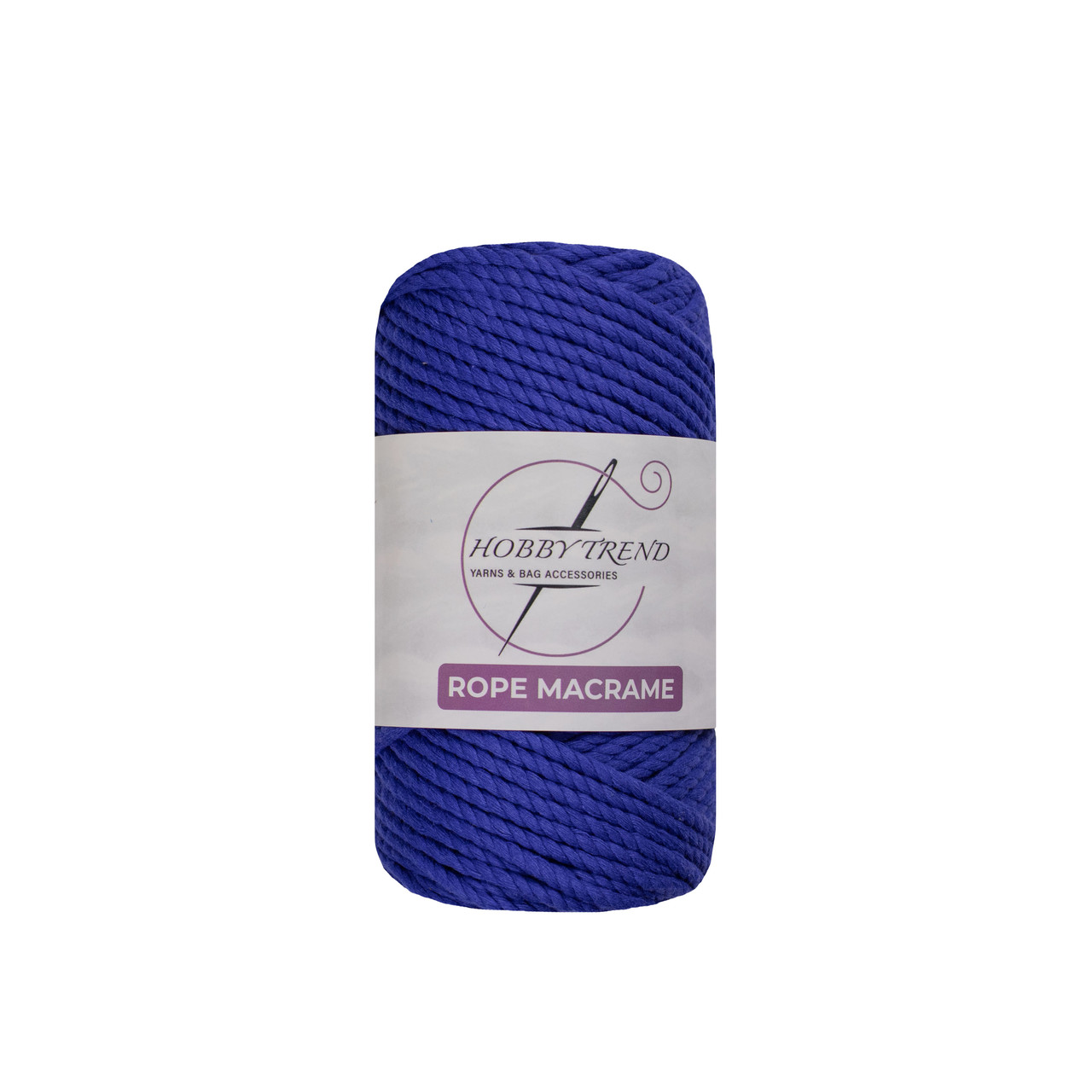 Бавовняний шнур макраме кручений Hobby Trend Rope. Синій електрик. 250 г, 50 м, 4 мм