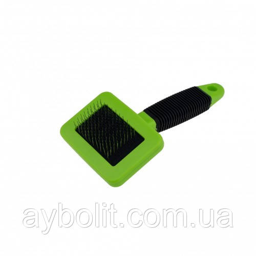 Пуходерка пластик 14*7  з прогумованою ручкою S, фото 1