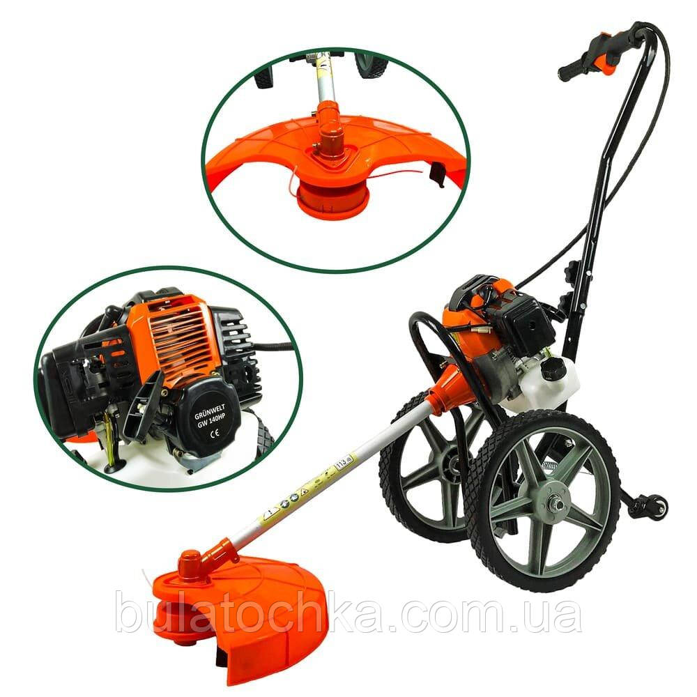 Мотокоса на колесах GrunWelt GW-140HP