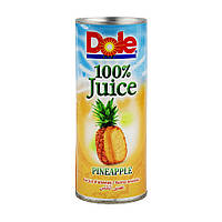 Сок Dole 100% Juice ананасовый, прямого отжима, ж/б 250 мл